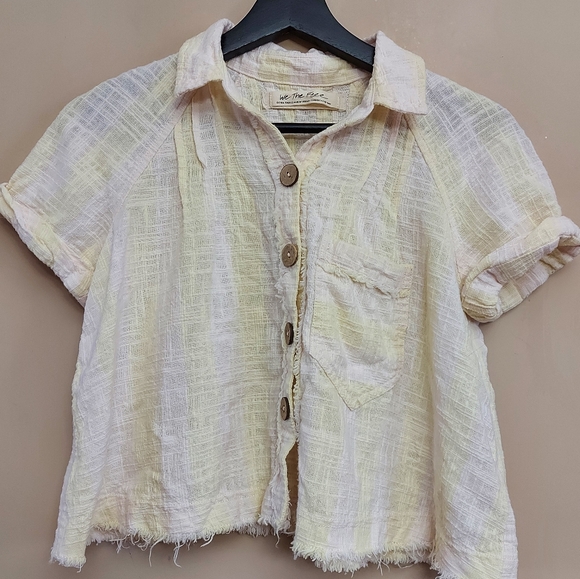 We The Free By Free People | Away at Sea Striped Frayed-Hem Shirt - Picture 3 of 7